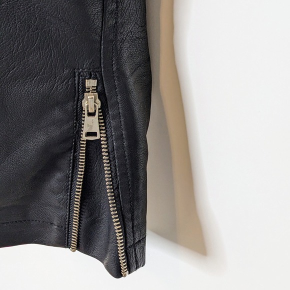 Cato Black Fleece Lined Faux Leather Bomber Jacket Size Large - Picture 6 of 9